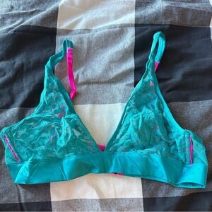 victoria secret very sexy bralette neon lace cheetah leopard blue and pink